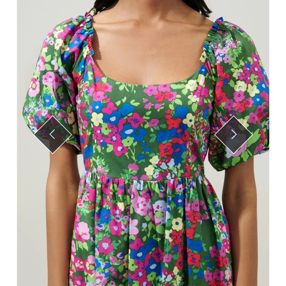 Trinity Floral Lullaby Balloon Sleeve Midi Dress Med - Picture 2 of 10